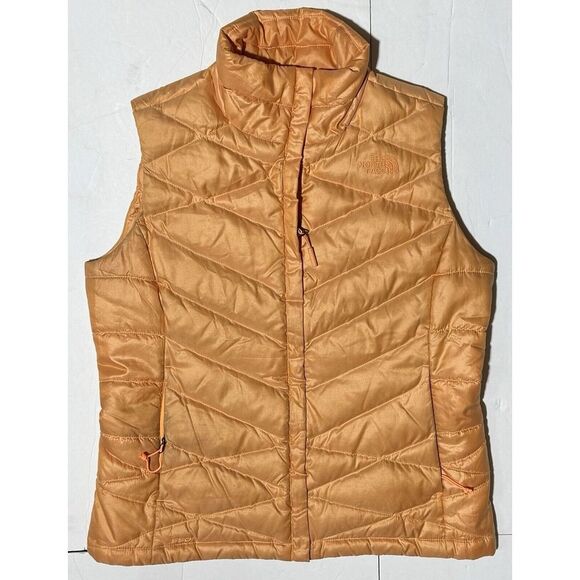 The North Face Puffer Vest Quilted Women's Medium‎ Orange Jacket Zip - Picture 1 of 6
